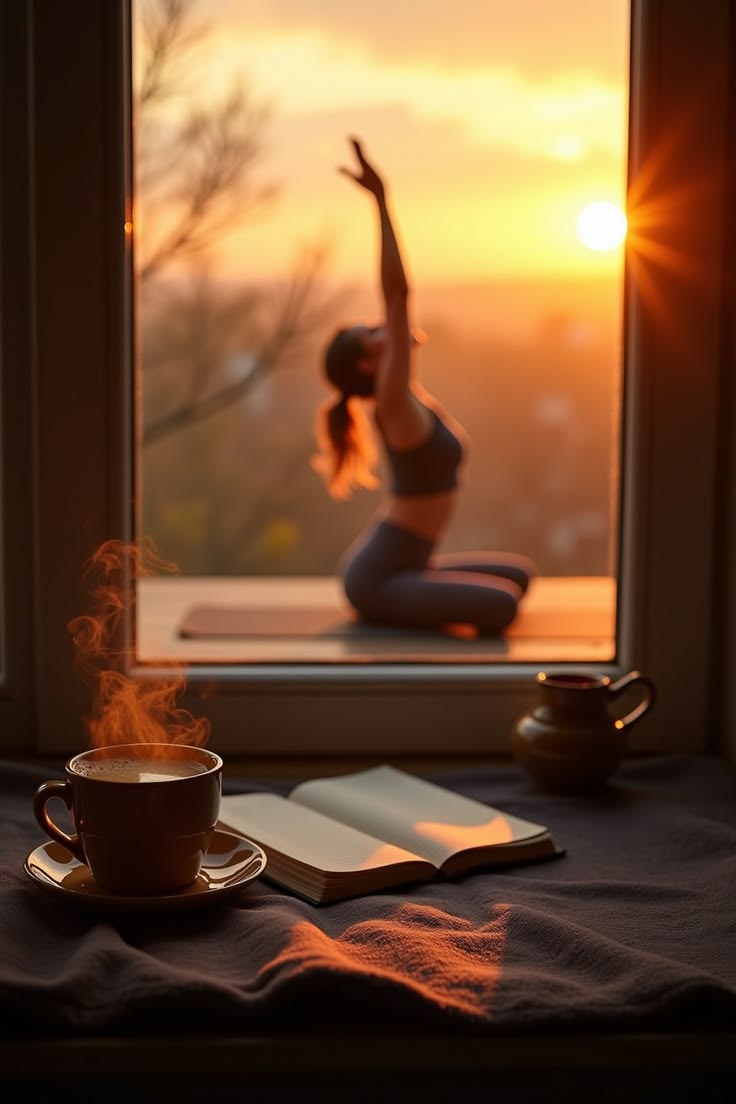 Rutina matutina de autocuidado, café y quietud